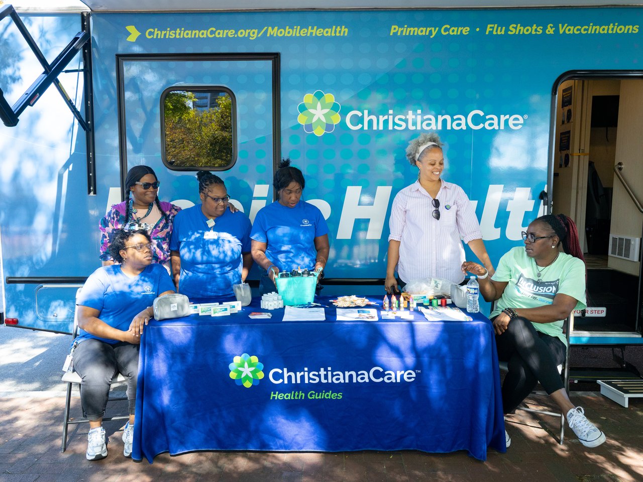 ChristianaCare Health Guides staffing a mobile health unit at the Health, Hope and Hip-Hop Block Party.